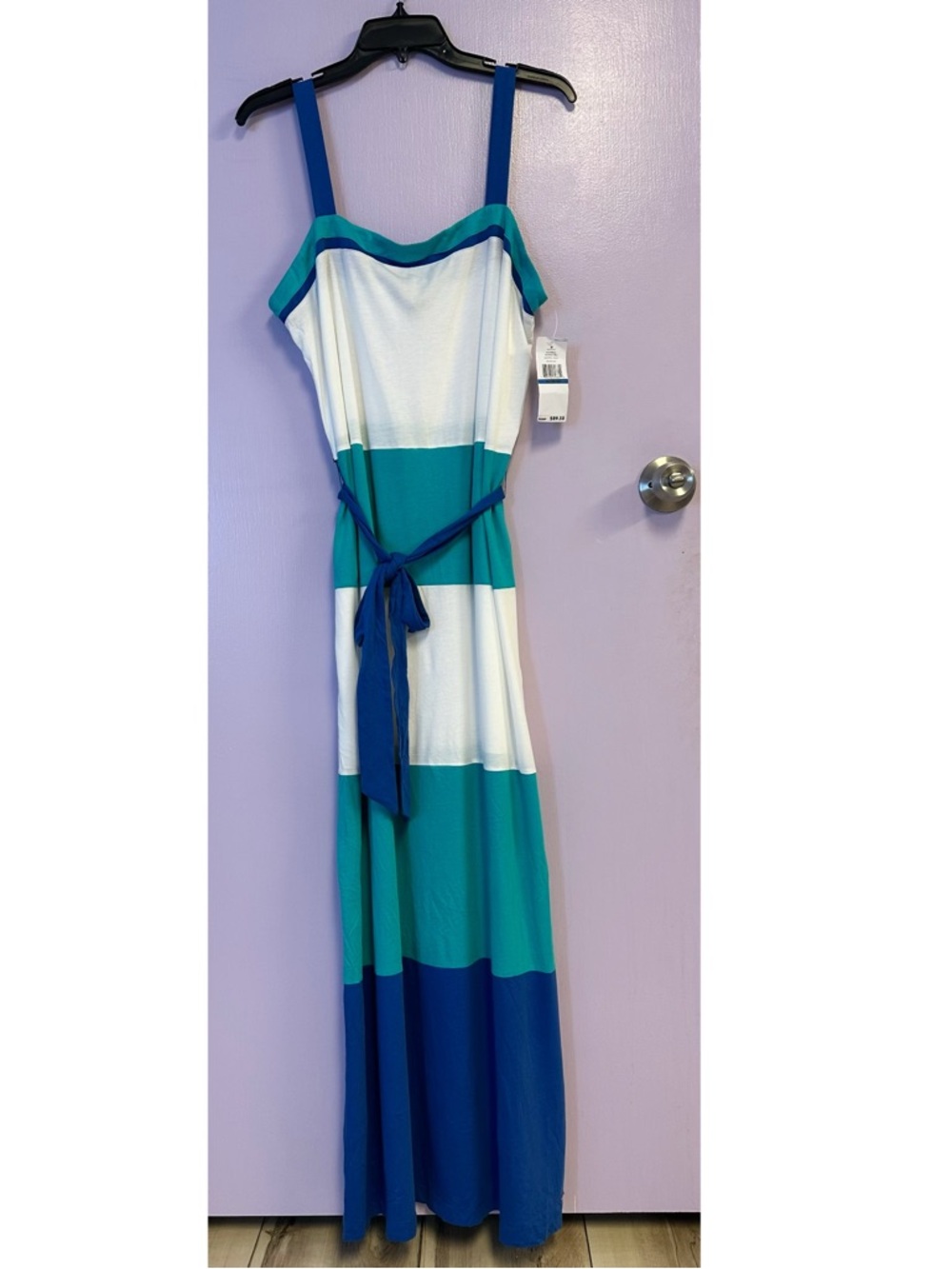 New Tommy Hilfiger Maxi Dress Striped Belted Sleeveless  Size XL